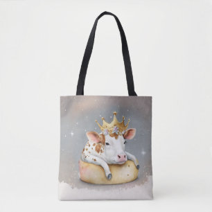 Königliche Kuh träumt auf dem Käsethrone           Tasche