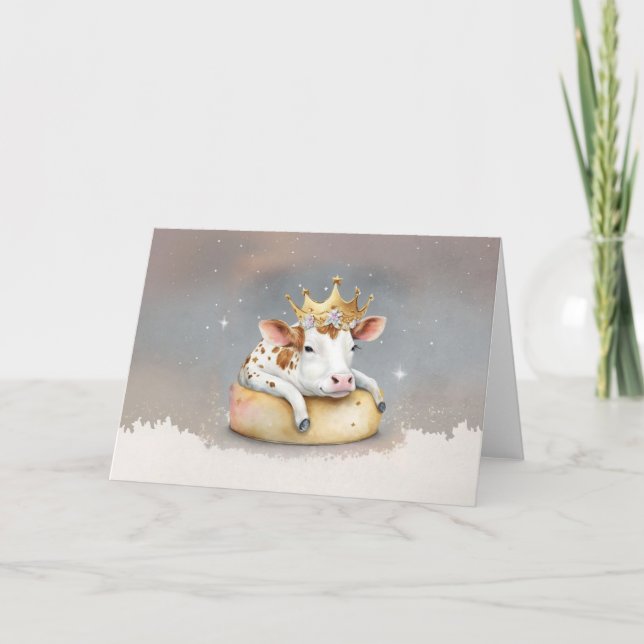 Königliche Kuh träumt von Käse Throne Karte (Vorderseite)