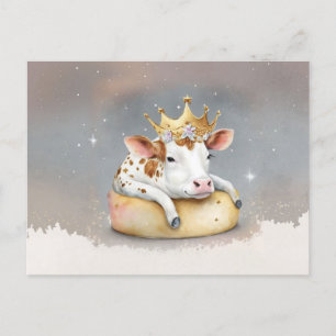 Königliche Kuh träumt von Käse Throne Postkarte