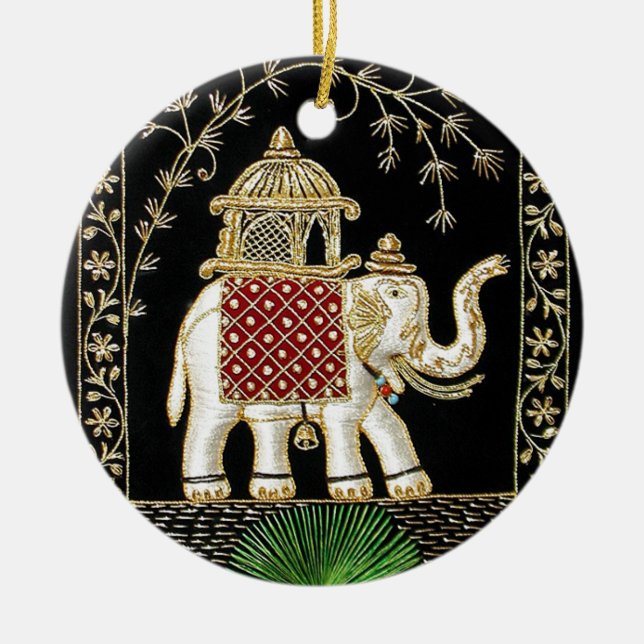KÖNIGLICHE KUNST DER INDISCHER ELEFANT-FAHRTZARI KERAMIKORNAMENT (Vorne)