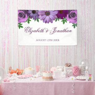 Königliche lila Blumenhochzeit Banner