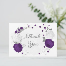 Königliche lila und weiße Blume Silberhochzeit Dankeskarte