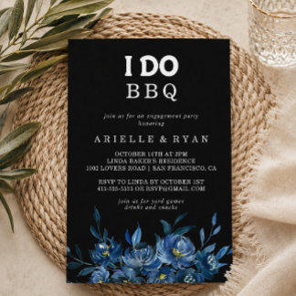 Königliche Marine Blau Florale Ich Heirate BBQ Ver Einladung