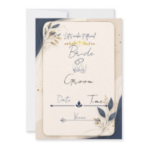 Königliche Marine Blau & Gold Hochzeitseinladungsk