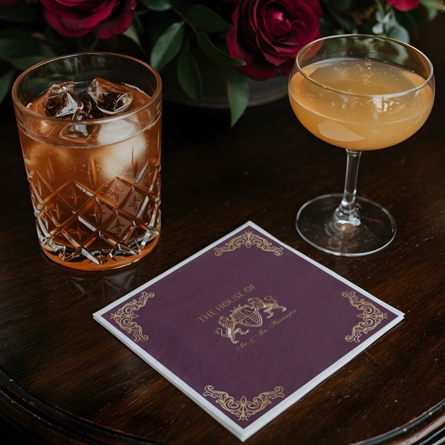 Königliche Maus Mittelalterliche Fantasie Monogram Serviette (Royal Muse Medieval Fantasy Monogram Lion Emblem Napkins)