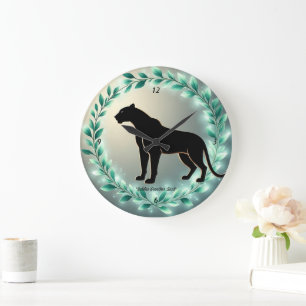 "Königliche Panther-Präsenz" Große Wanduhr