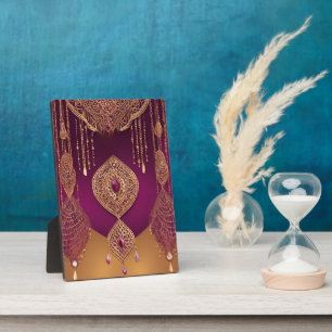 Königliche Pflaume und Gold Indische Hochzeits-Eri Fotoplatte