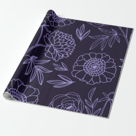 Königliche Pflaumenblüten im schwarzen Hintergrund Geschenkpapier