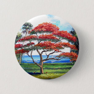 Königliche Poinciana Baum-Kunst Button