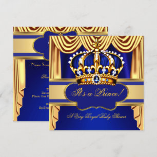 Königliche Prinzen-Baby-Party Blaue Goldene Seiden Einladung