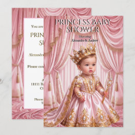 Königliche Prinzessin Baby Shower Pink Gold Tiara Einladung