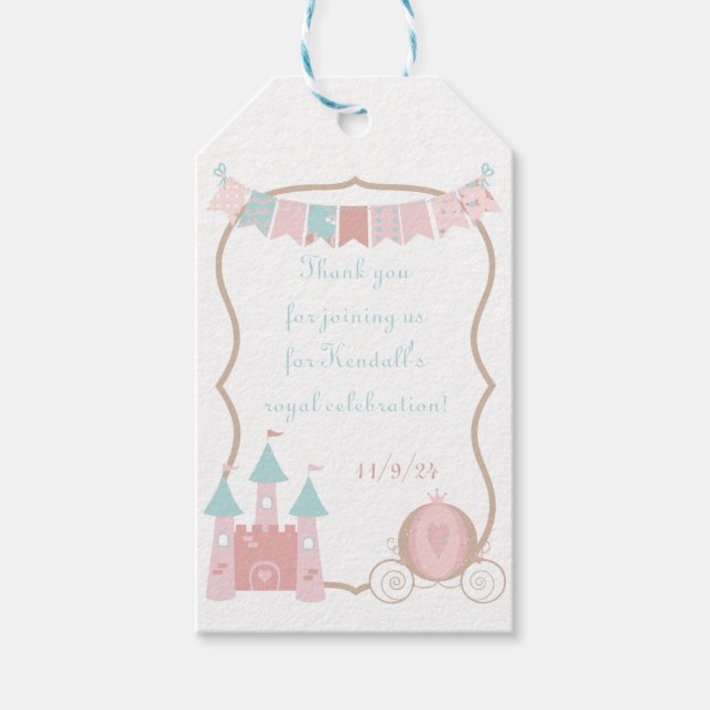Königliche Prinzessin Birthday Party Gefallen Geschenkanhänger (Vorderseite)