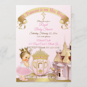 Königliche Prinzessin Burg Beförderung Pink Gold G Einladung