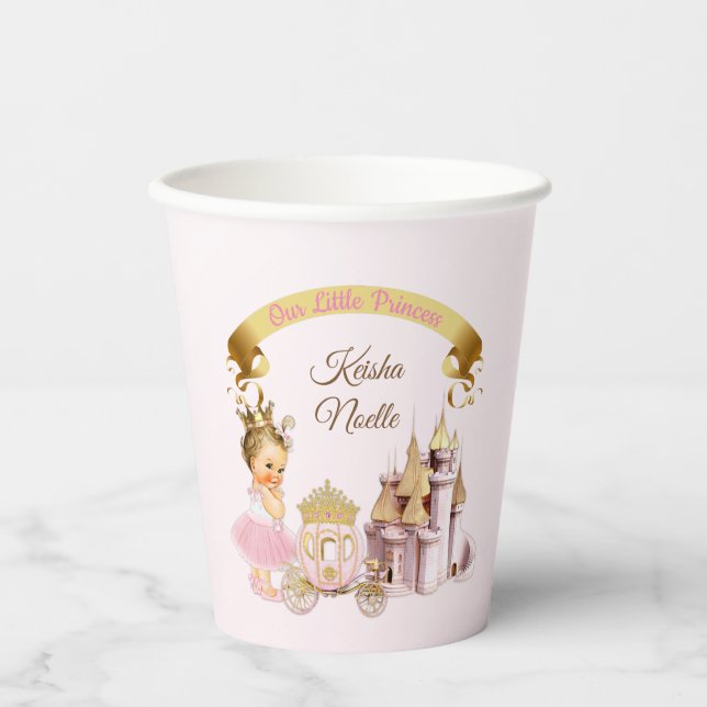 Königliche Prinzessin Burg Beförderung Pink Gold G Pappbecher (Vorderseite)