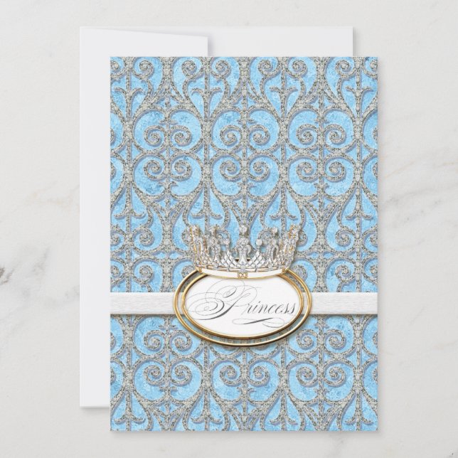 Königliche Prinzessin Crown Blue Girl Geburtserklä Ankündigung (Vorderseite)