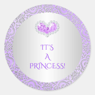 Königliche Prinzessin Flieder & Silber Diamant Her Runder Aufkleber