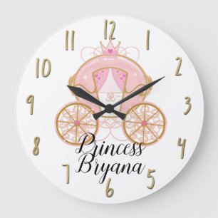 Königliche Prinzessin Pink & Gold Kutschenwandkuns Große Wanduhr