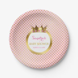 Königliche Prinzessin Rosa Gold Juwelenkrone Pappteller