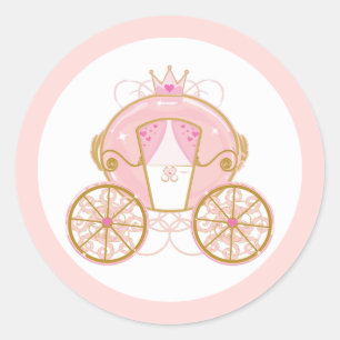 Königliche Prinzessinnen-Kutsche Pink & Gold Gebur Runder Aufkleber