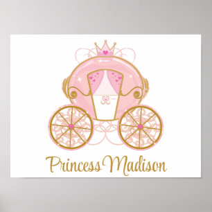 Königliche Prinzessinnen-Kutsche Rosa & Gold Wandk Poster