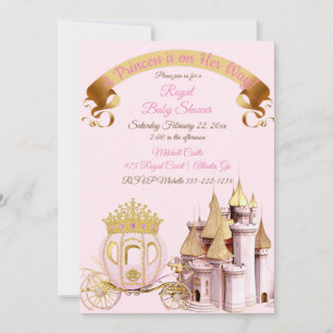 Königliche Prinzessinnen-Schloss-Kutsche Rosa Gold Einladung