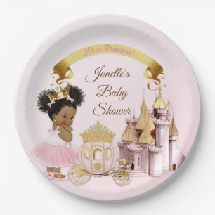 Königliche Prinzessinnen-Schloss-Kutsche Rosa Gold Pappteller