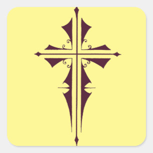 Königliche Purpur-Christuskreuz-Kunst Quadratischer Aufkleber