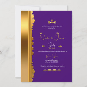 Königliche Purpur Gold Elegante Glamour Hochzeit Einladung