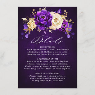 Königliche Purpur-Violett-Gold-Botanische Hochzeit Begleitkarte