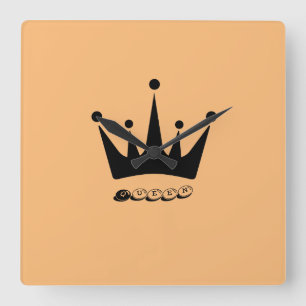 Königliche Queen Black Crown Kunstwerk Acryl-Look Quadratische Wanduhr
