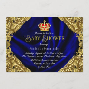 Königliche Rot Blau und Gold Kronen-Baby-Party Einladung