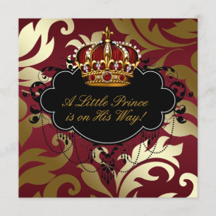 Königliche Rot-Gold-Prinz-Baby- Jungen-Shower Einladung
