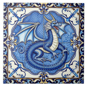 königliche Saphir-Drache-Kachel Fliese