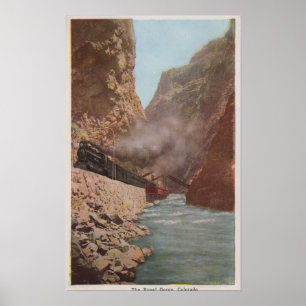 Königliche Schlucht, CO - Sicht auf den Zug am Flu Poster