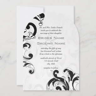 Königliche schwarze Wirbel Hochzeitseinladungen Einladung