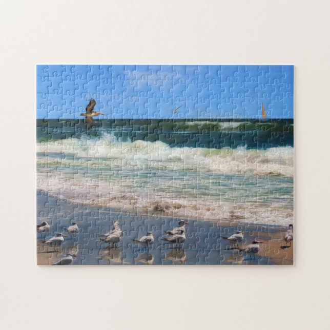 Königliche Seeschwalben am Strand (Horizontal)