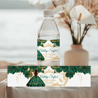 Königliche Smaragdgrüne Goldene Quinceañera