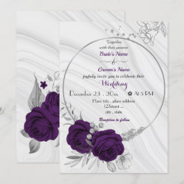 Königliche violette Blumen Silberkranz Einladung