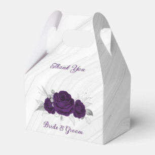 königliche violette Blumen silberne Blätter Marmor Geschenkschachtel