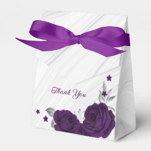königliche violette Blumen silberne Blätter Marmor Geschenkschachtel