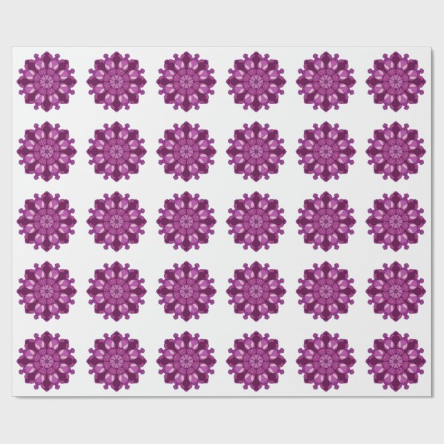 Königliche violette Blumenmandala Geschenkpapier (Flach)