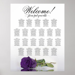 Königliche Violette Rose 22-Tisch-Hochzeits-Sitzpl Poster