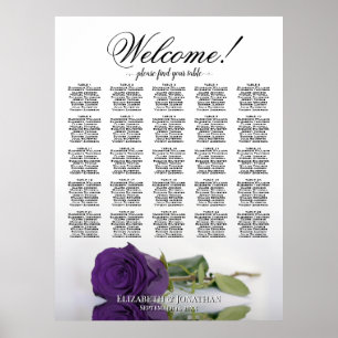 Königliche Violette Rose Elegante 25-Tisch-Sitzord Poster