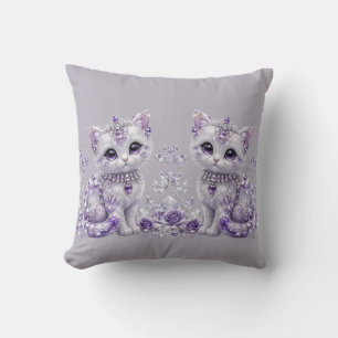 Königliche Violette Verzierte Kitten-Fantasie Kissen