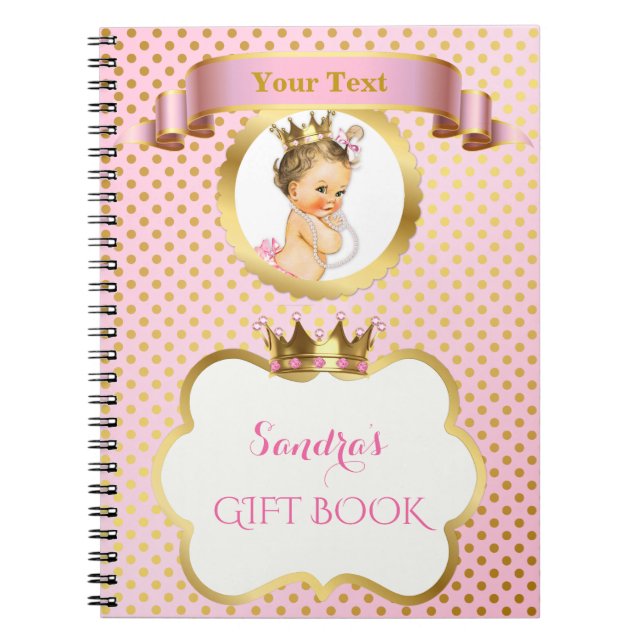 Königlicher Gast Prinzessin-Pink Gold Crown Gift Notizblock (Vorderseite)