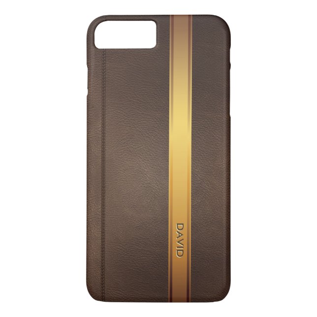 Königlicher Goldstreifen-Name-Leder-Hintergrund Case-Mate iPhone Hülle (Rückseite)