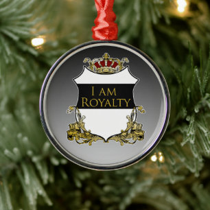 Königlicher Kronenschild Weiß Grauer Gradient Luxu Ornament Aus Metall