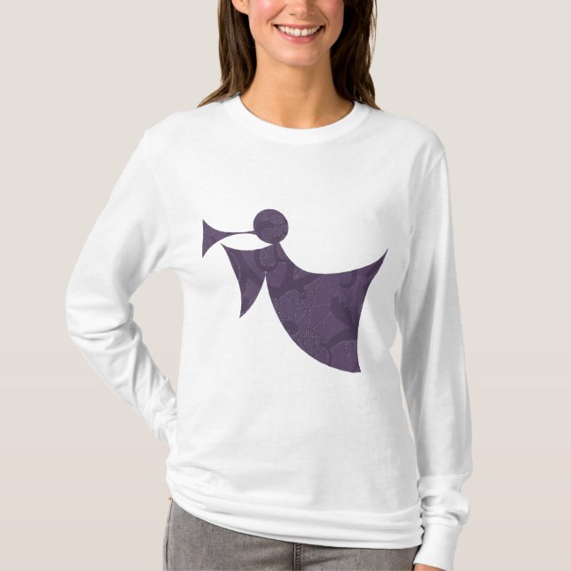 Königlicher lila Engel - langer die Hülsen-T - T-Shirt (Vorderseite)