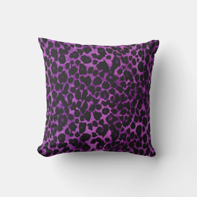 Königlicher lila Leopard-Druck Kissen (Vorderseite)