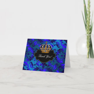 Königlicher Marine-Blau-Goldprinz Crown Thank You Dankeskarte